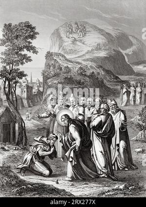 Jesus heilt einen Aussätzigen in Samaria. Illustration für das Leben unseres Herrn Jesus Christus, geschrieben von den vier Evangelisten, 1853 Stockfoto