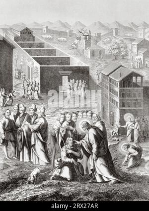 Das Wunder der Heilung des blinden Mannes. Illustration für das Leben unseres Herrn Jesus Christus, geschrieben von den vier Evangelisten, 1853 Stockfoto