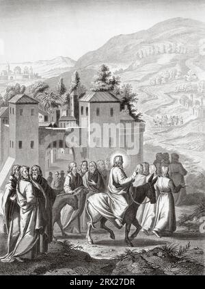 Jesus zieht von Bethlehem nach Jerusalem. Illustration für das Leben unseres Herrn Jesus Christus, geschrieben von den vier Evangelisten, 1853 Stockfoto