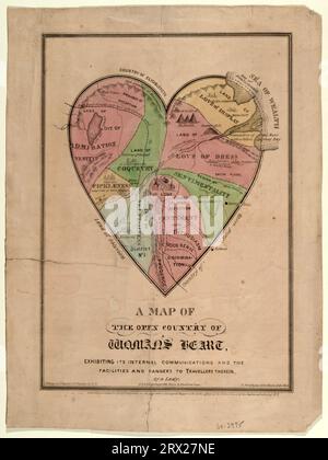 Lithographie, "Eine Karte des offenen Landes des Herzens der Frau". DL*60.2975. Peters Prints Collection. Stockfoto