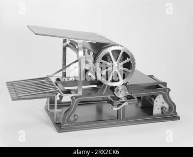 Patentmodell. Flachbettzylinderdruckmaschine, Hoe, Patent-Nr. 4025, von 4' x 5' bwn. GA*11016. Stockfoto