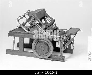 Patentmodell. Flachbettzylinderdruckmaschine Davis, Patent-Nr. 18567. GA*89797.018567. Stockfoto