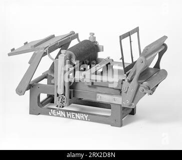 Patentmodell. Flachbettzylinderdruckmaschine, Henry, Patent-Nr. 18744, von 4' x 5' bwn. GA*89797.018744. Stockfoto