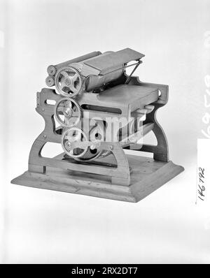 Patentmodell. Flachbettzylinderdruckmaschine, Watson und Jones, Patent-Nr. 146792. GA*89797.146792. Stockfoto