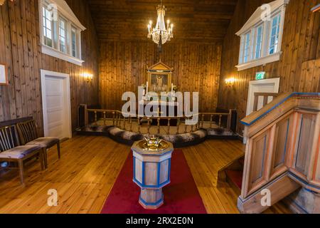 Innenansicht der Kirche in Sisimiut, Westgrönland, Polarregionen Stockfoto