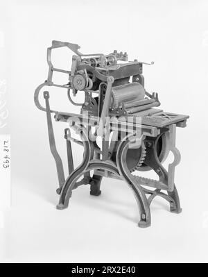 Patentmodell. Flachbettzylinderdruckmaschine Cox, Patent-Nr. 218493, von 4' x 5' bwn. GA*89797.218493. Stockfoto