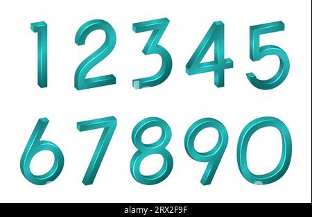 Number Collection isometrische mathematische Zahlen, Symbole und Symbole werden in 3D-Schrift auf weißem Hintergrund angezeigt. Vektordarstellung mit digitalem geometrischem Zeichen Stock Vektor