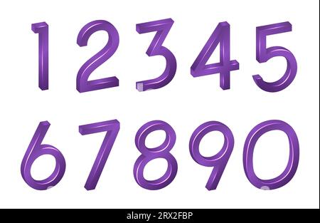 Number Collection isometrische mathematische Zahlen, Symbole und Symbole werden in 3D-Schrift auf weißem Hintergrund angezeigt. Vektordarstellung mit digitalem geometrischem Zeichen Stock Vektor
