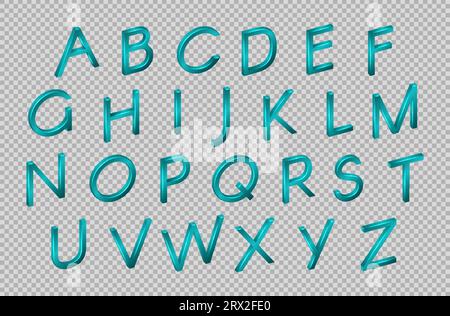 Buchstaben im isometrischen Schriftstil 3D isoliert auf einem transparenten Hintergrund. Alphabet, ABC für Textbeschriftungen und Namen Ihrer anderen Projekte. Vektor Il Stock Vektor