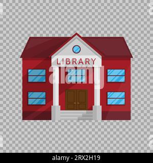 Bibliotheksgebäude im flachen Stil isoliert auf transparentem Hintergrund Vektor-Illustration. Symbol Architekturhaus Shop Bücher Literatur Bildung Lehre Stock Vektor