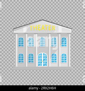 Gebäude im Theaterstil in Wohnung isoliert auf transparentem Hintergrund Vektor-Illustration. Architektur Oper, wo es Aufführungen gibt, exhibiti Stock Vektor