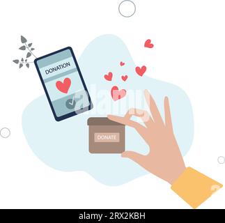 Handspendebox. Charity Concept.Flat Vector Illustration Stock Vektor