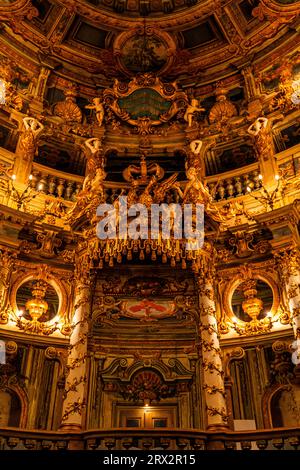 Inneneinrichtung der Markgräflichen Oper, UNESCO-Weltkulturerbe, Bayreuth, Bayern, Deutschland, Europa Stockfoto