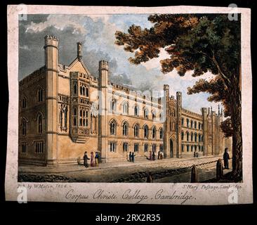 Corpus Christi College, Cambridge, Colored Aquatint, 1824 Stockfoto