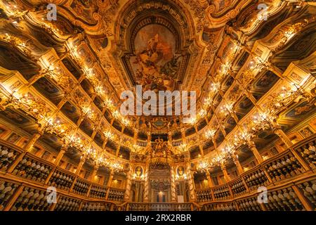 Inneneinrichtung der Markgräflichen Oper, UNESCO-Weltkulturerbe, Bayreuth, Bayern, Deutschland, Europa Stockfoto