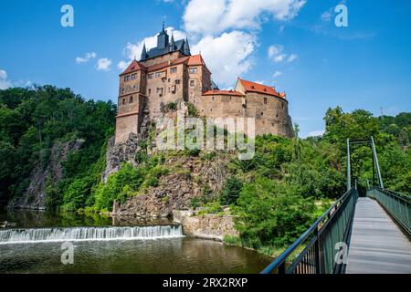 Schloss Kriebstein, am Fluss Zschopau, Kriebstein, Sachsen, Deutschland, Europa Stockfoto