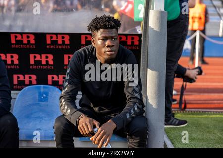 Aarhus, Dänemark. September 2023. Emmanuel Yeboah von Broendby, WENN vor dem 3F Superliga-Spiel zwischen Aarhus GF und Broendby IF im Ceres Park in Aarhus gesehen. (Foto: Gonzales Photo - Teis Markfoged). Stockfoto