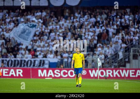 Aarhus, Dänemark. September 2023. Jacob Rasmussen (4) von Broendby, WENN er während des 3F Superliga-Spiels zwischen Aarhus GF und Broendby IF im Ceres Park in Aarhus gesehen wurde. (Foto: Gonzales Photo - Teis Markfoged). Stockfoto