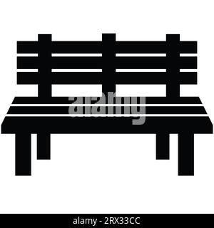 Symbol Parkbank. Symbol für bequemen öffentlichen Holzsitz. Tischschild. Flacher Stil. Stockfoto