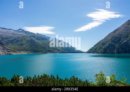 Malta: Stausee Kölnbrein der Kraftwerke Maltakraftwerke, Blick auf den Damm im Nationalpark hohe Tauern, Kärnten, Kärnten, Österreich Stockfoto