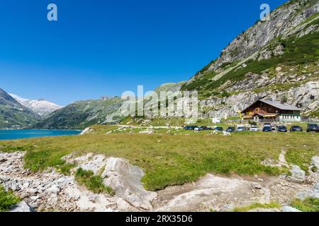 Malta: inn Kölnbreinstüberl am Stausee Kölnbrein der Kraftwerke Maltakraftwerke im Nationalpark hohe Tauern, Kärnten, Kärnten, Österreich Stockfoto