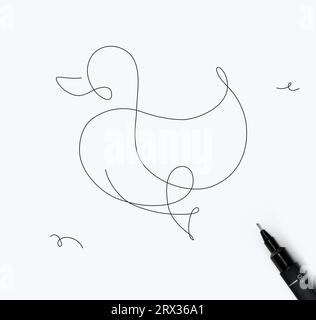 Ente im Minimalismus-Stil auf weißem Hintergrund Stock Vektor