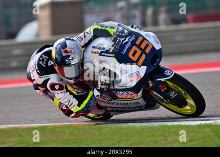 Greater Noida, Indien. September 2023. Freies Training vor dem Indian Oil Grand Prix of India auf dem Buddh International Circuit, 22. September 2023 in Picture: Moto3 Collin Veijer POOL/MotoGP.com/Cordon Pressebilder sind nur für redaktionelle Zwecke bestimmt. Obligatorische Gutschrift: © MotoGP.com Credit: CORDON PRESS/Alamy Live News Stockfoto