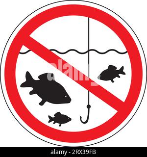 Zeichen Zeit Laichen, Angeln verboten, Fisch nicht fangen Stock Vektor