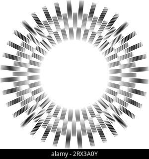 Sonnenstrahlen abstrakte handgezeichnete Pinsel Strahlen Sonne, Kreisstrahl Stock Vektor