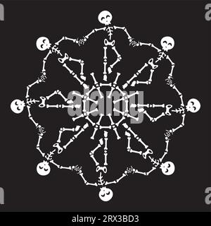 Skurriles Skelett-Mandala für festliche Feiern Stock Vektor