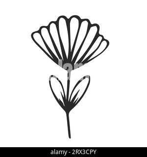 Handgezeichnete Vektorillustration der Blume. Logo-Design-Element auf weiß. Doodle-Symbol Stock Vektor