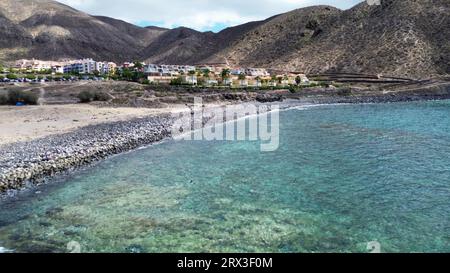 Blick auf viele Hotels auf der Kanarischen Insel Teneriffa Stockfoto