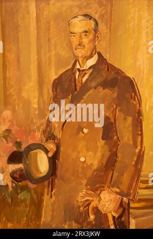 England, London, Portrait of Neville Chamberlain (1869–1940) von Henry Lamb aus der Zeit um 1939 Stockfoto