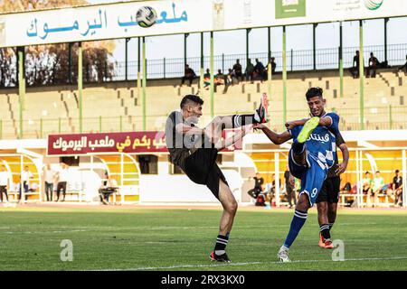 Gaza, Gaza, Palästina. September 2023. Beach Services und Freundschaftsspieler gehen mit dem Ball Hand in Hand. (Bild: © Saher Alghorra/ZUMA Press Wire) NUR REDAKTIONELLE VERWENDUNG! Nicht für kommerzielle ZWECKE! Stockfoto