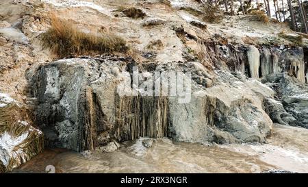 Klippen am Meer am Strand in Ustka Stockfoto