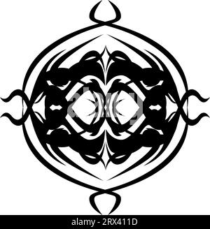 Rundes abstraktes Ornament-Tattoo, Tattoo-Illustration, Vektor auf weißem Hintergrund. Stock Vektor