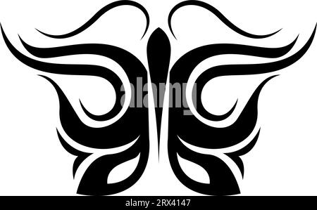 Tribal Butterfly Tattoo, Illustration, Vektor auf weißem Hintergrund. Stock Vektor