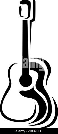 Akustikgitarren-Tattoo, Illustration, Vektor auf weißem Hintergrund. Stock Vektor