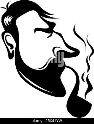 Mann rauchende Pfeife Tattoo, Tattoo Illustration, Vektor auf weißem Hintergrund. Stock Vektor