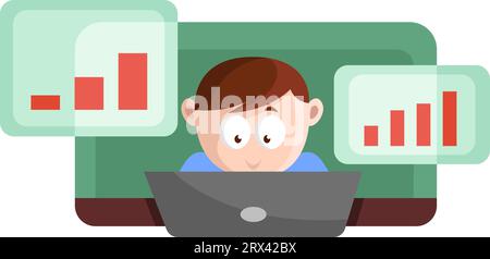 Funktionierendes Programmiergerät, Illustration, Vektor auf weißem Hintergrund. Stock Vektor