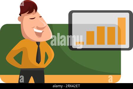 Mann in gelbem Hemd, Illustration, Vektor auf weißem Hintergrund. Stock Vektor