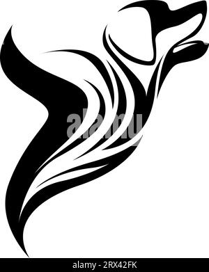 Hundetattoodesign, Tattoo-Illustration, Vektor auf weißem Hintergrund. Stock Vektor