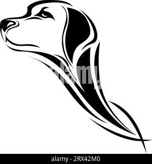 Hundekopf-Tattoo, Tattoo-Illustration, Vektor auf weißem Hintergrund. Stock Vektor
