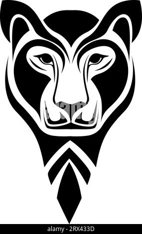 Löwenkopf-Tattoo, Tattoo-Illustration, Vektor auf weißem Hintergrund. Stock Vektor