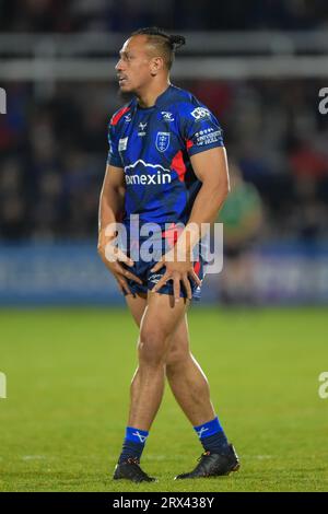 Sauaso „Jesse“ Sue #8 von Hull KR während des Spiels Wakefield Trinity vs Hull KR in der Betfred Super League Round 27 im Be Well Support Stadium, Wakefield, Großbritannien, 22. September 2023 (Foto: Craig Cresswell/News Images) Stockfoto