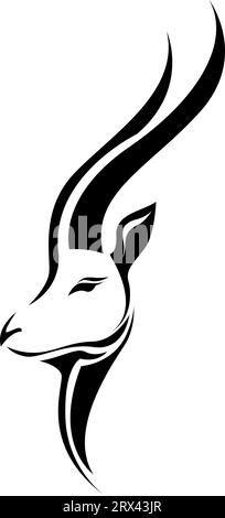 Antelope Tiertattoo, Tätowierungsillustration, Vektor auf weißem Hintergrund. Stock Vektor