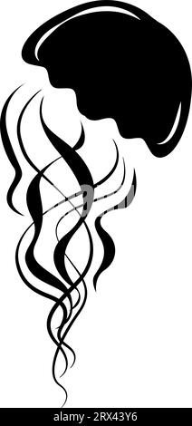 Quallen-Tier-Tattoo, Tattoo-Illustration, Vektor auf weißem Hintergrund. Stock Vektor