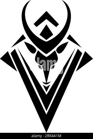 Schwarzes Hirschkopf-Tattoo, Tattoo-Illustration, Vektor auf weißem Hintergrund. Stock Vektor
