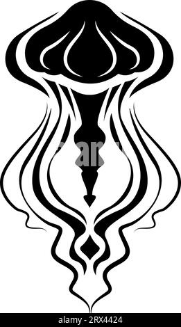 Quallen-Tattoo, Tattoo-Illustration, Vektor auf weißem Hintergrund. Stock Vektor