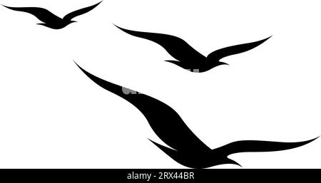 Vögel fliegende Tätowierung, Tätowierungsillustration, Vektor auf weißem Hintergrund. Stock Vektor
